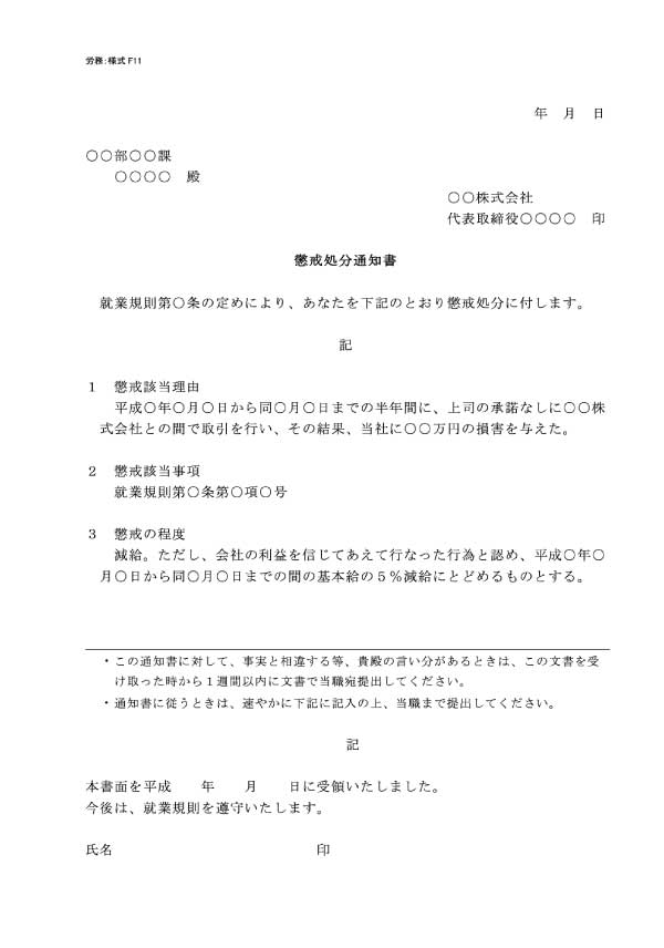 問題社員対応の書式の書き方 見本一覧 弁護士が解説 労働問題 弁護士による労働問題online