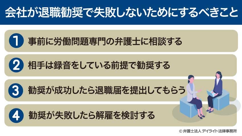 会社が退職勧奨で失敗しないためにするべきこと