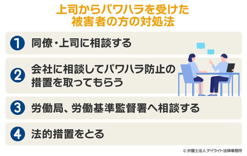 上司からのパワハラを受けた被害者の方の対処法